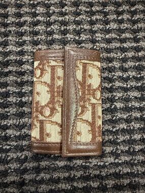 Dior Brown Leather Key Case with Gold Hardware